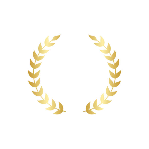 istock Golden circular laurel or olive greek wreath vector isolated on white background. 1155353094