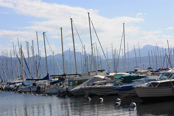 istock Yachts anchored/ docked at Ouchy, Lausanne, Switzerland 115536167