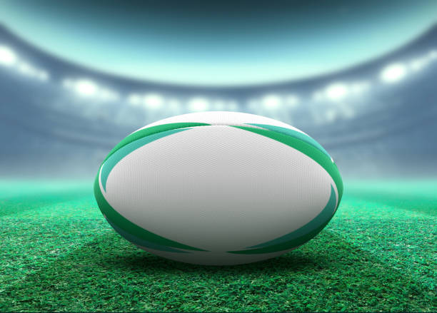 istock Floodlit Stadium And Rugby Ball 1155362298