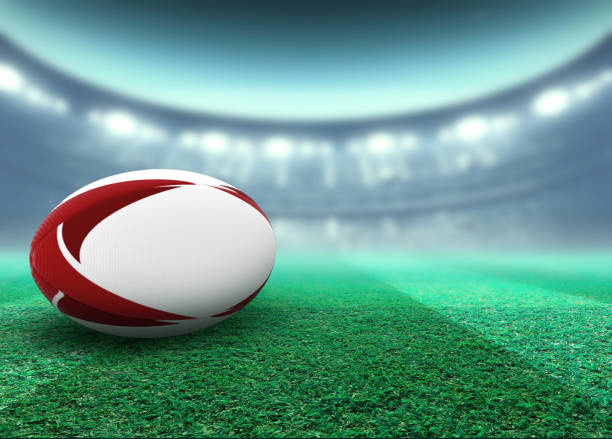 istock Floodlit Stadium And Rugby Ball 1155362309