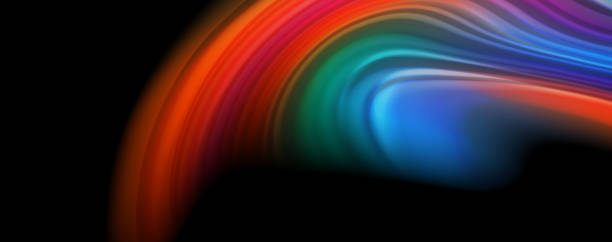 istock Modern rainbow liquid color flow colorful poster. Wave Liquid shape in black color background. Abstract composition 1155363747