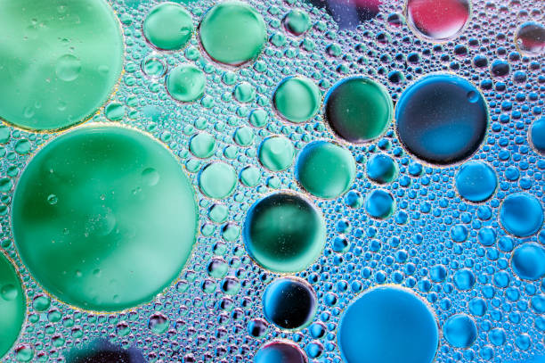 istock Colourful oil ink bubbles and drops. Abstract template mixed texture background. Wallpaper pattern. 1155367145