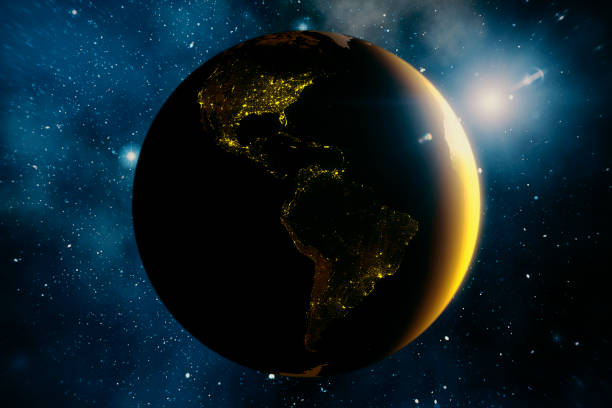 istock Sunrise over Planet from space with galaxy star 1155372482