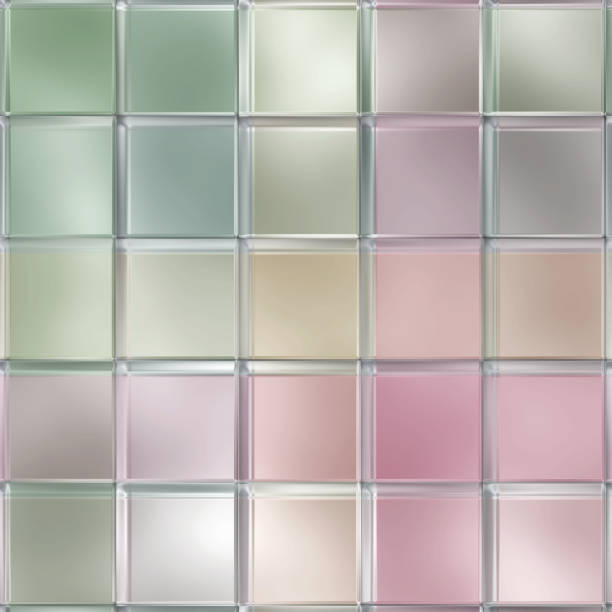 istock Glass seamless texture with geometric pattern for window,  pastel color, 3d illustration 1155372498
