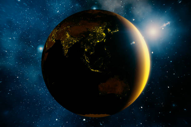 istock Sunrise over Planet from space with galaxy star 1155372688