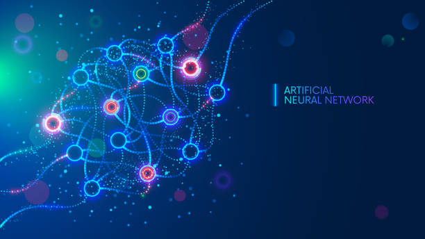 illustrazioni stock, clip art, cartoni animati e icone di tendenza di reti neurali artificiali, ann.ai. intelligenza artificiale. apprendimento automatico. concetto scientifico. - neurone