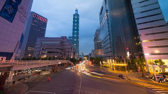 TAIPEI, TAIWAN - MAY 5, 2019: Busy Traffic at Taipei City of Taiwan