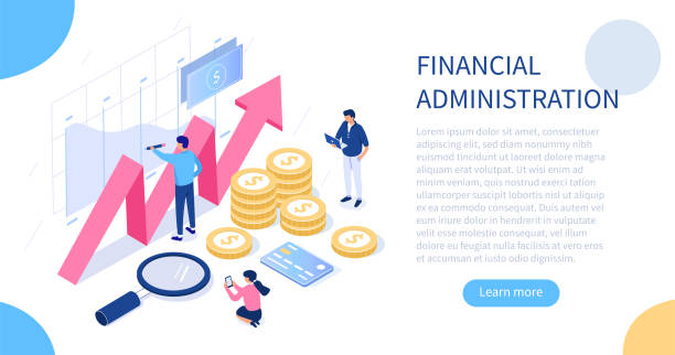 financial administration Financial administration concept with characters. Can use for web banner, infographics, hero images. Flat isometric vector illustration isolated on white background. accountancy illustrations stock illustrations