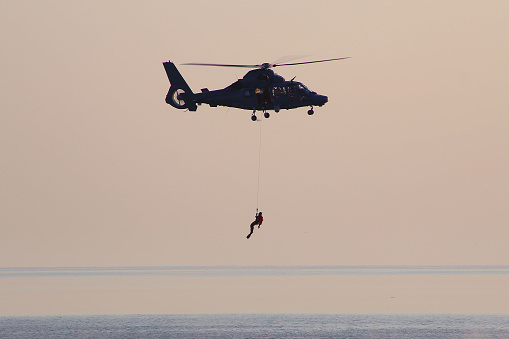 Helicopter on an evacuation mission.