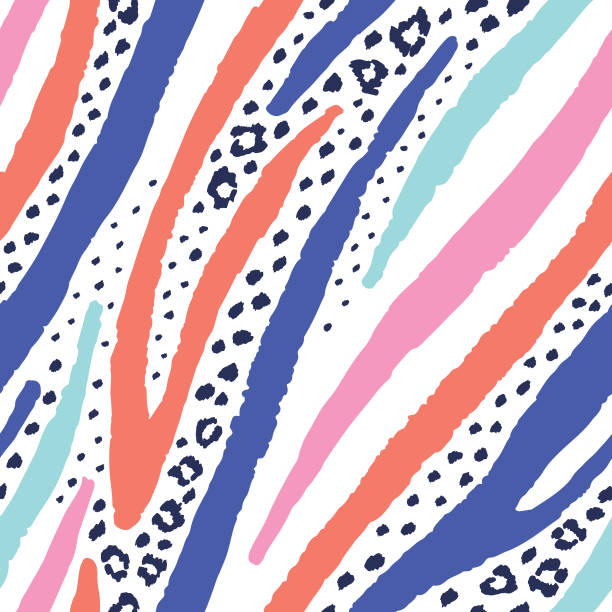 Mixed zebra leopard seamless pattern Easily editable flat vector illustration on layers. animal markings stock illustrations