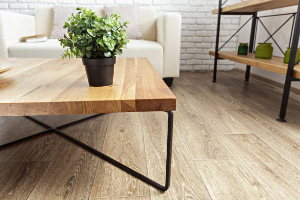 istock modern wooden table in the loft interior 1155393005