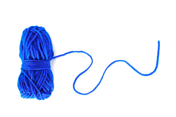 yarn color blue on white background.