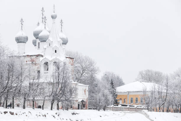 Russian landscape with Church of St. John Chrysotome  in winter. Vologda, Russia. It was built in 1664