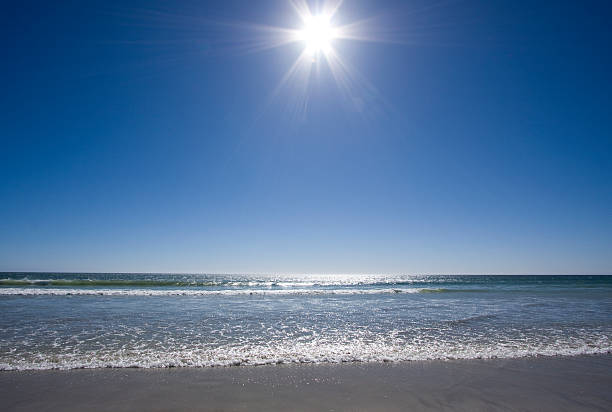 Beautiful  view sunset over sandy  beach , Coffs Harbour, NSW,Australia.