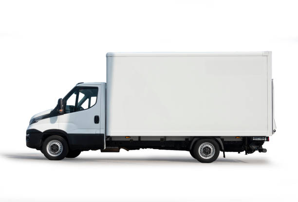 camion bianco su sfondo bianco con percorso di ritaglio - camion foto e immagini stock