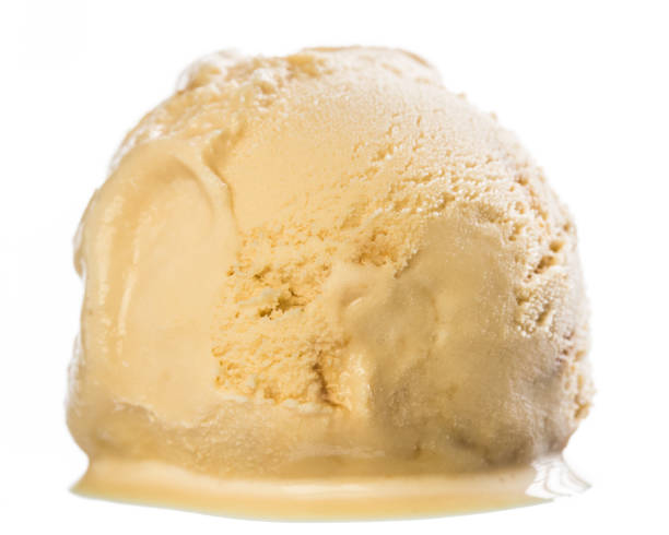 istock Single soft ball of dulce leche (sweet milk) ice cream  isolated on white background - frontview 1155405108