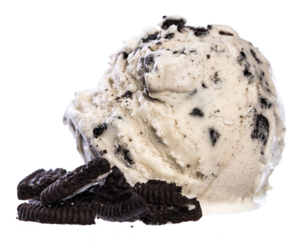 istock white ice cream ball with black cookies isolated on white background - front view 1155405113