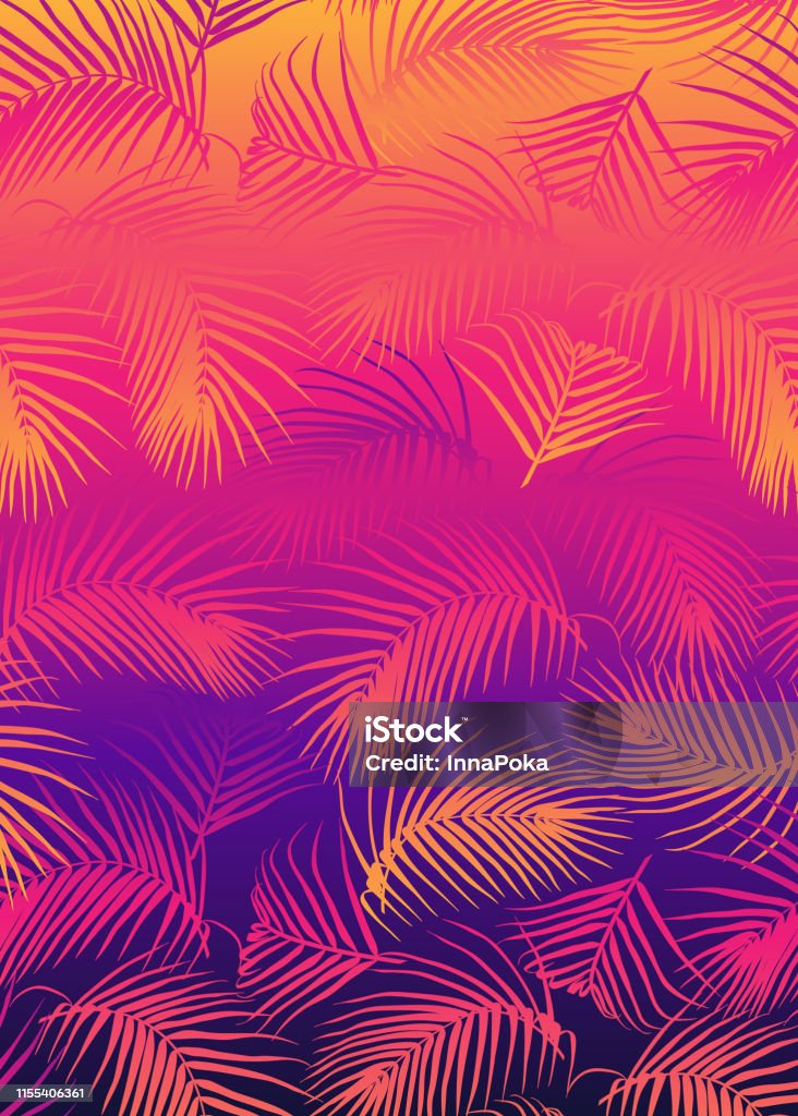 Abstract Background With Palm Leaves In Retro Futuristic 80s Style Vector  Template For Cards Posters Covers Etc Synthwave Vaporwave Cyberpunk  Aesthetics Stock Illustration - Download Image Now - iStock