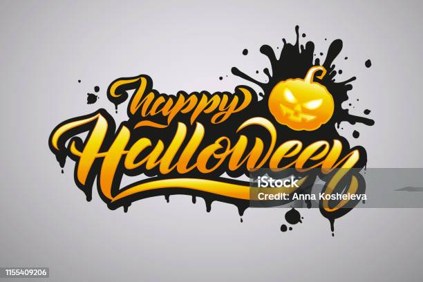 Happy Halloween Vector Lettering Stock Illustration - Download Image Now - Autumn, Beauty, Calligraphy
