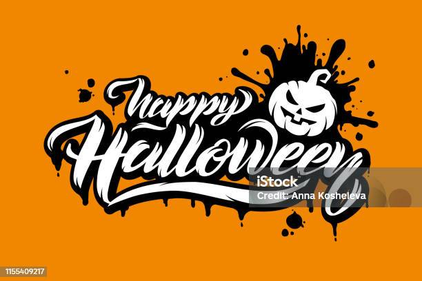 Happy Halloween Vector Lettering Stock Illustration - Download Image Now - Autumn, Beauty, Calligraphy