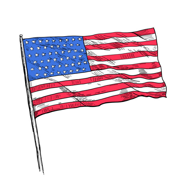 Drapeau américain, USA 4 juillet jour de l’indépendance - Illustration vectorielle