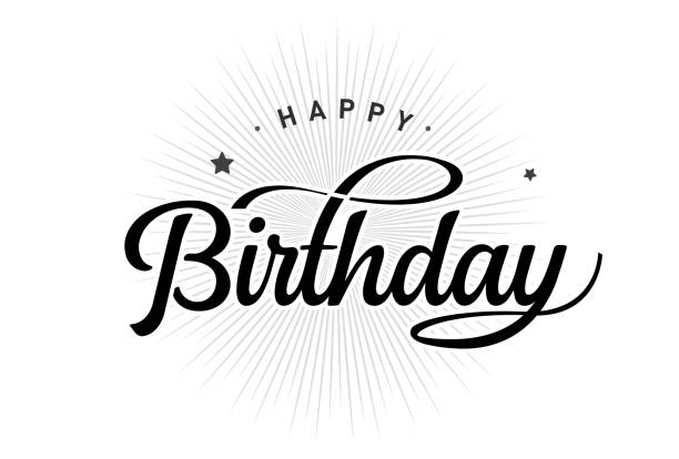 ilustrações de stock, clip art, desenhos animados e ícones de vector illustration: handwritten modern brush lettering of happy birthday on white background. typography design. greetings card. - vector - letter y