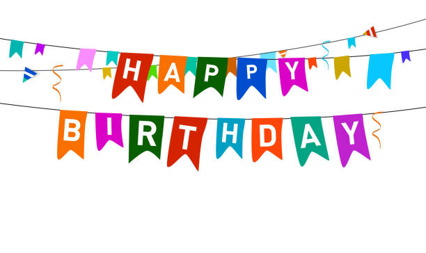 istock Happy Birthday typography vector design for greeting cards and poster with balloon, confetti and gift box, design template for birthday celebration. - Vector 1155412175