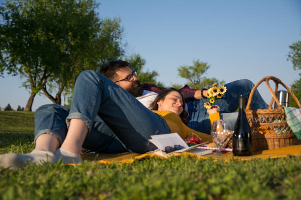 istock Young couple enjoying on a picnic 1155412906