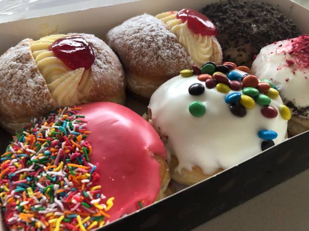 Sweet donuts in a box