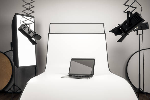 istock Photostudio with blank laptop 1155416749