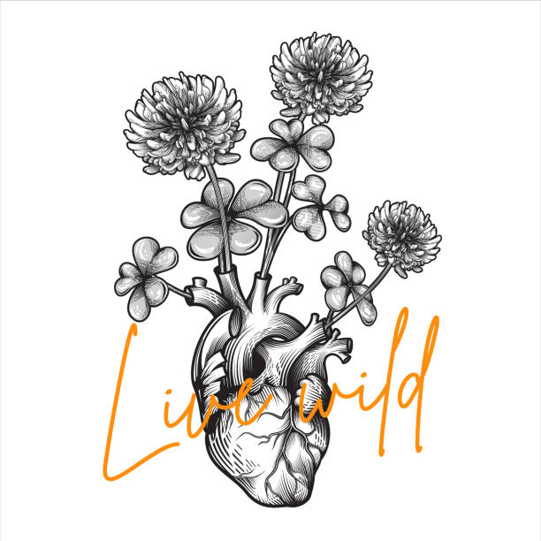 projekt plakatu "live wild". - flower anatomy stock illustrations
