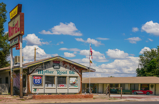 Seligman, AZ / USA - August 27th, 2012: A traditional road motel in the Route 66