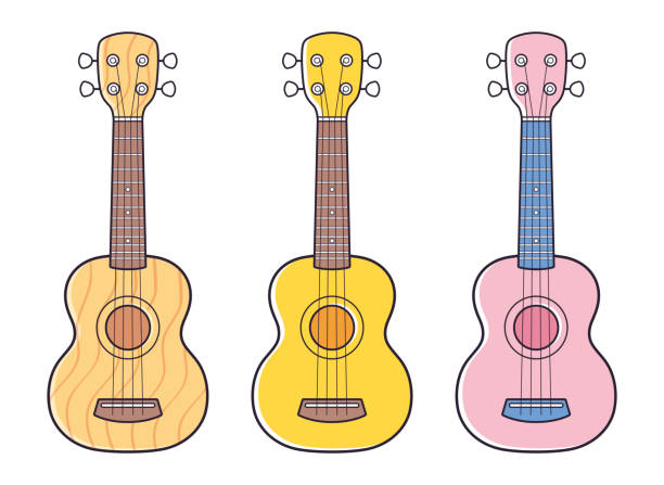 ilustrações, clipart, desenhos animados e ícones de cores isoladas do ukulele - isolated jam