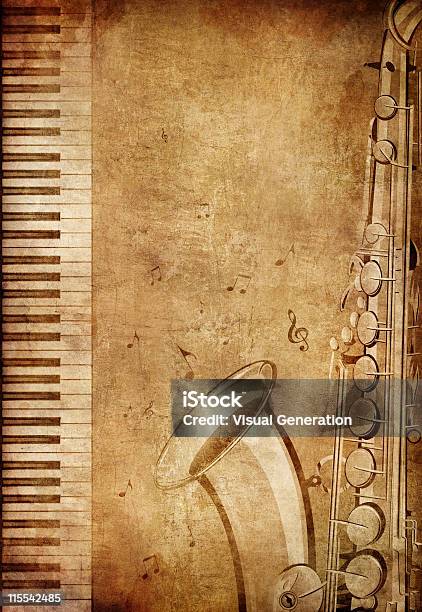 Vecchia Carta Di Texture - Immagini vettoriali stock e altre immagini di Pianoforte - Pianoforte, Sfondi, Sassofono