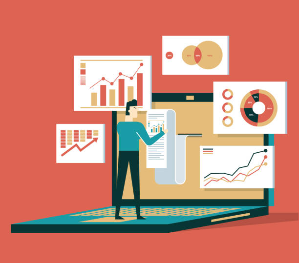 данные финансового биллинга - бизнесмен - analyzing chart scrutiny planning stock illustrations