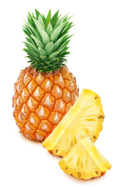 istock Whole pineapple with slice isolated on white background. 1155426197