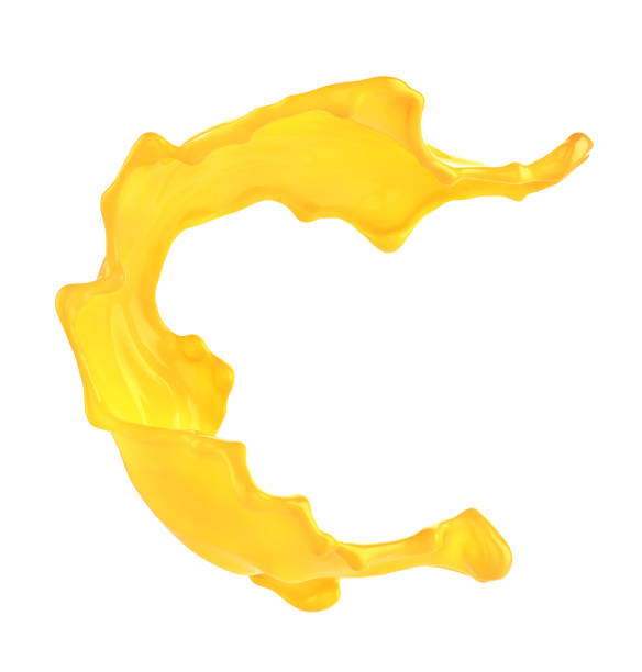 istock Orange juice splash isolated on a white background. 3d illustration 1155428374