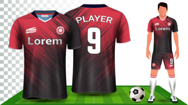 Soccer Jersey and Football Kit Presentation Mockup Template, Front and Back View Including Sportswear Uniform, Shorts and Socks and it is Fully Customization Isolated on Transparent Background. Soccer Jersey and Football Kit Presentation Mockup Template, Front and Back View Including Sportswear Uniform, Shorts and Socks and it is Fully Customization Isolated on Transparent Background. rugby jersey stock illustrations