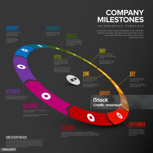 Cycle Rounded Timeline Project Full Year Circular Timeline Template Stock Illustration - Download ...