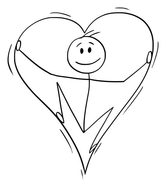 istock Vector Cartoon of Man in Love Inside of Big Heart 1155436104