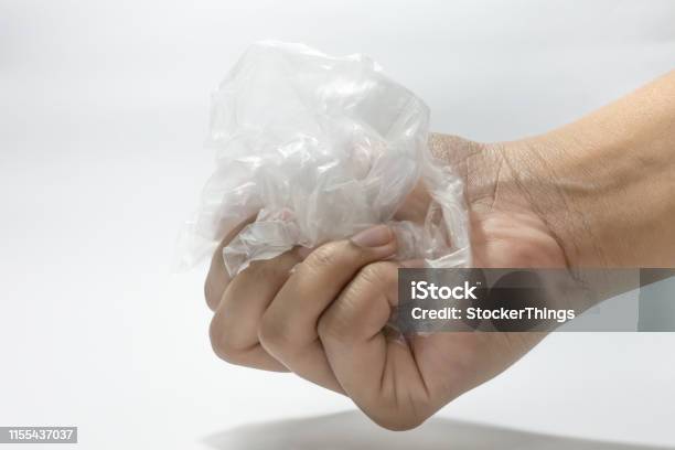 Human Hand Holding Plastic Bag On White Concept Of Say No To Plastic Bag Ecofriendly Stock Photo - Download Image Now