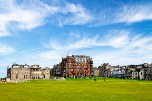 St Andrews, Scotland - May 09,2019:The Royal and Ancient Golf Club of St Andrews, one of the oldest golf clubs.