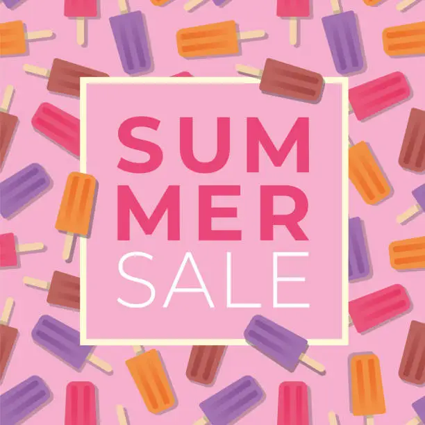 Vector illustration of Summer Sale design for advertising, banners, leaflets and flyers. Popsicle Seamless Pattern.