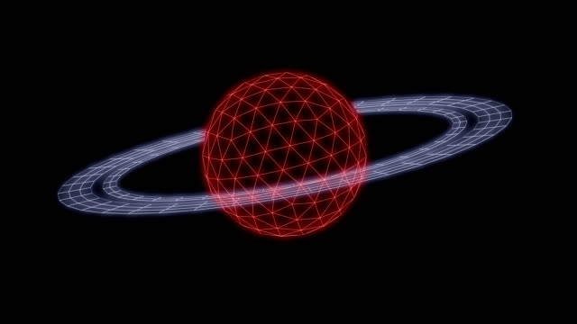 Saturn animation synthwave neon 3D render loop