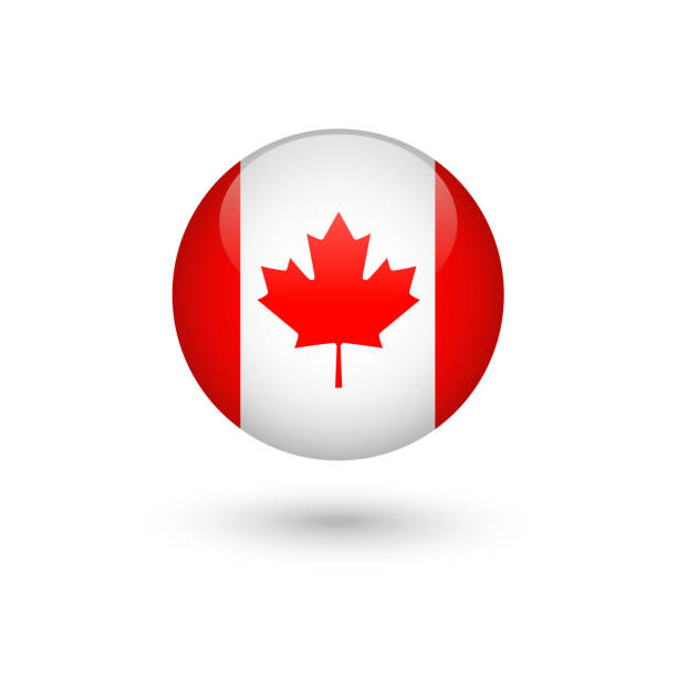Canada flag round glossy Canada flag - round glossy button, Vector image and icon flag buttons stock illustrations