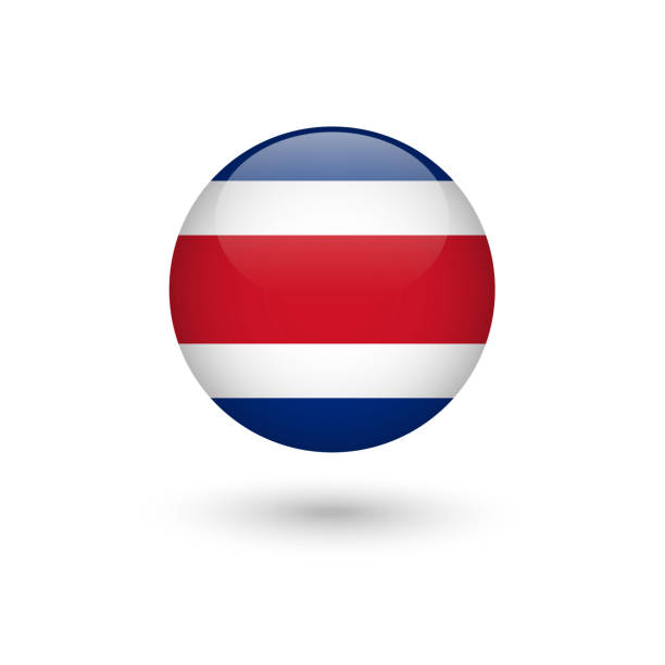 kostaryka flaga okrągły błyszczący - costa rica stock illustrations