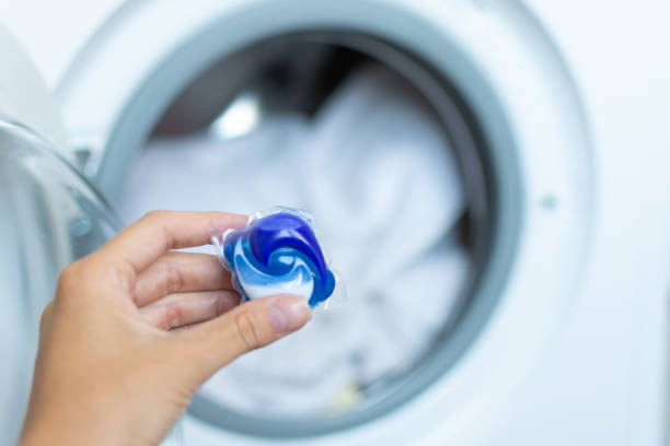 istock Washing gel in a washing machine. 1155442968