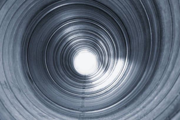view inside large metal pipe view inside large metal pipe stainless steel photos stock pictures, royalty-free photos & images