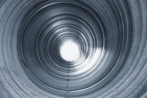 view inside large metal pipe