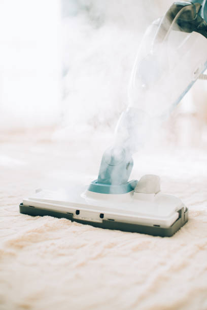 istock Steam cleaner mop cleaining floor. Banner with copy space. Cleaning service concept 1155445923